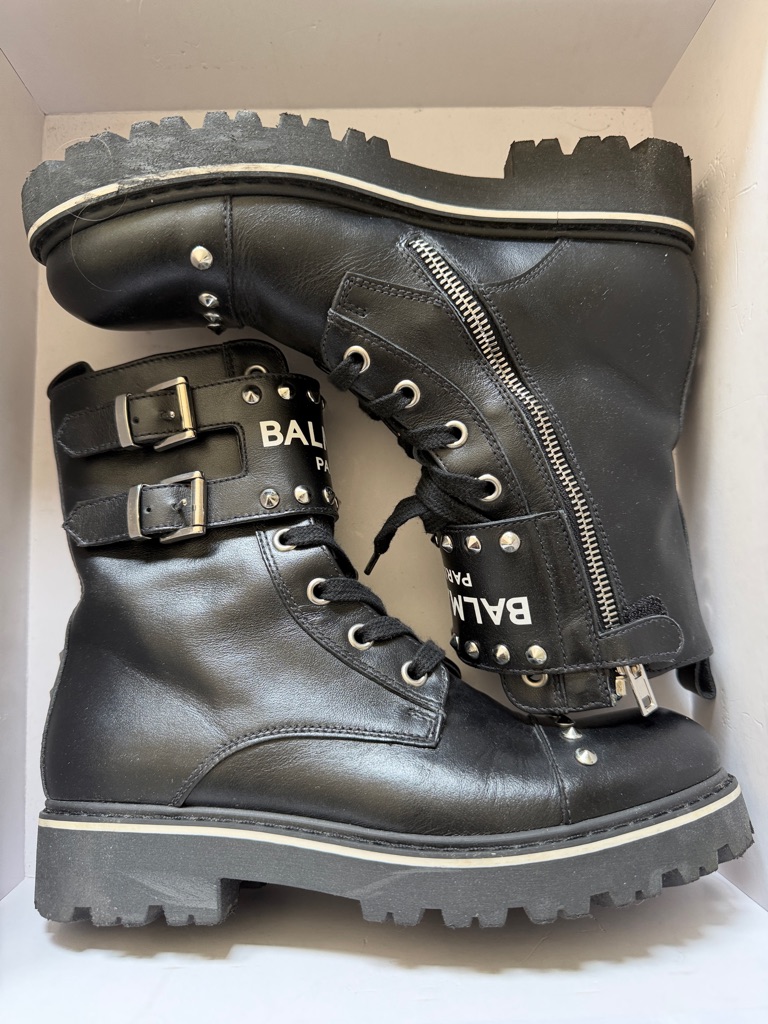 Balmain Black Boots Box Label Women's Size 35